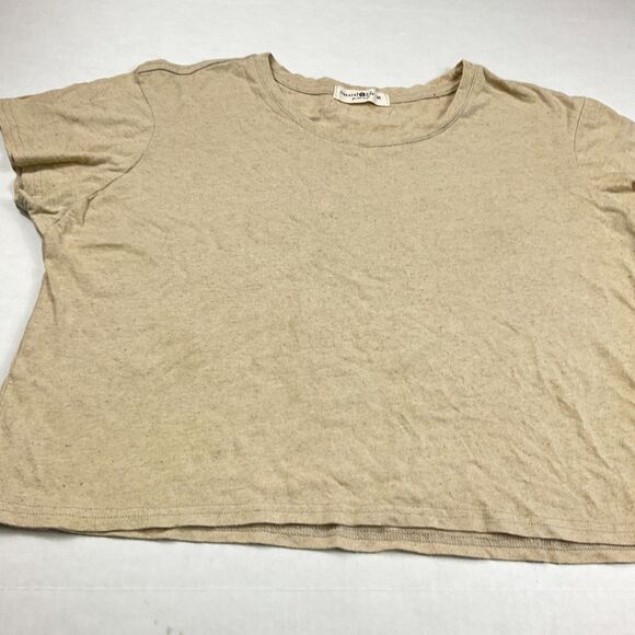Natural Life Linen T-Shirt Heathered Beige Earthy Short Sleeve Breathable Tee M - Picture 2 of 10